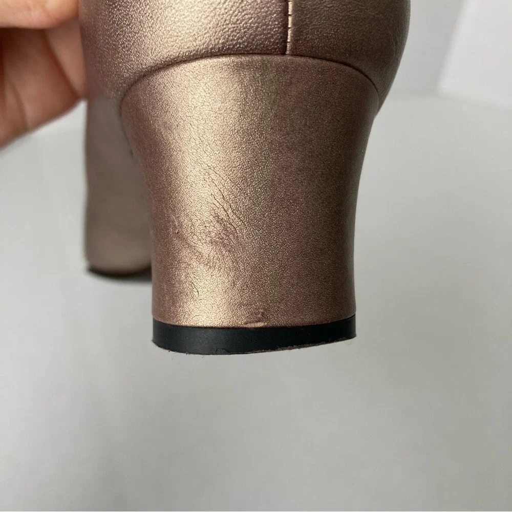 Yoshinoya Ginza‎ Tokyo Rose Gold Metallic Leather Mary Jane Block Heels Japan 22